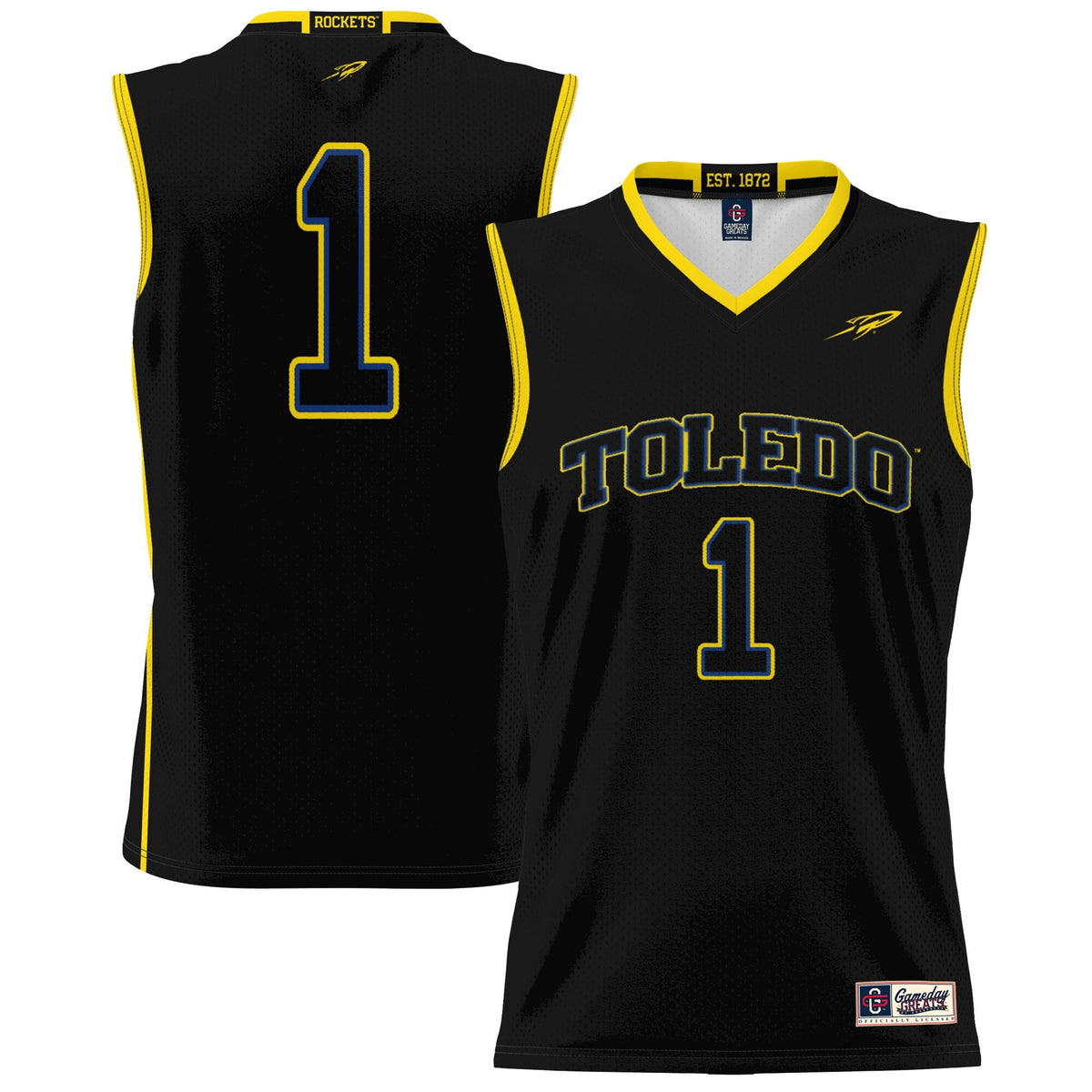 #1 Toledo Rockets Lightweight Basketball Jersey - Black product image 1, provided for visual reference and product detail