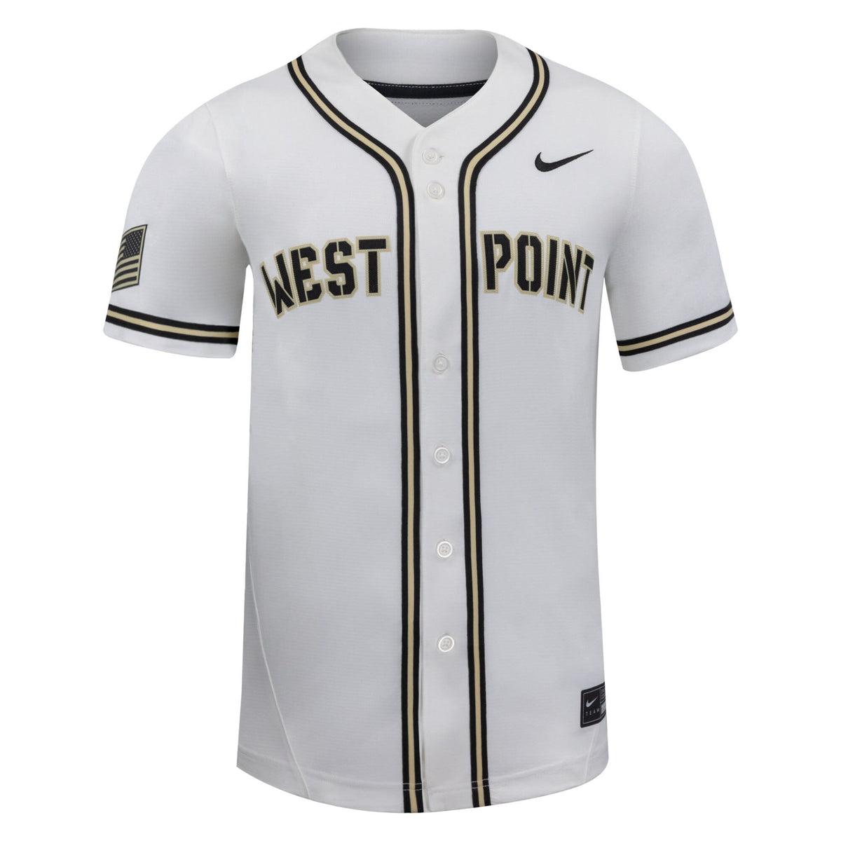 White Army Black Knights Replica Baseball Jersey product image 3, provided for visual reference and product detail review