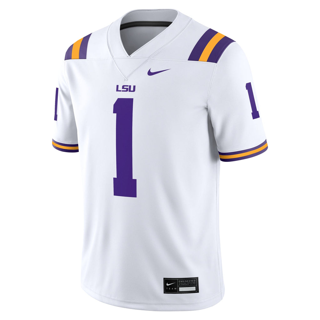#1 LSU Tigers Game Jersey - White product image 3, provided for visual reference and product detail review