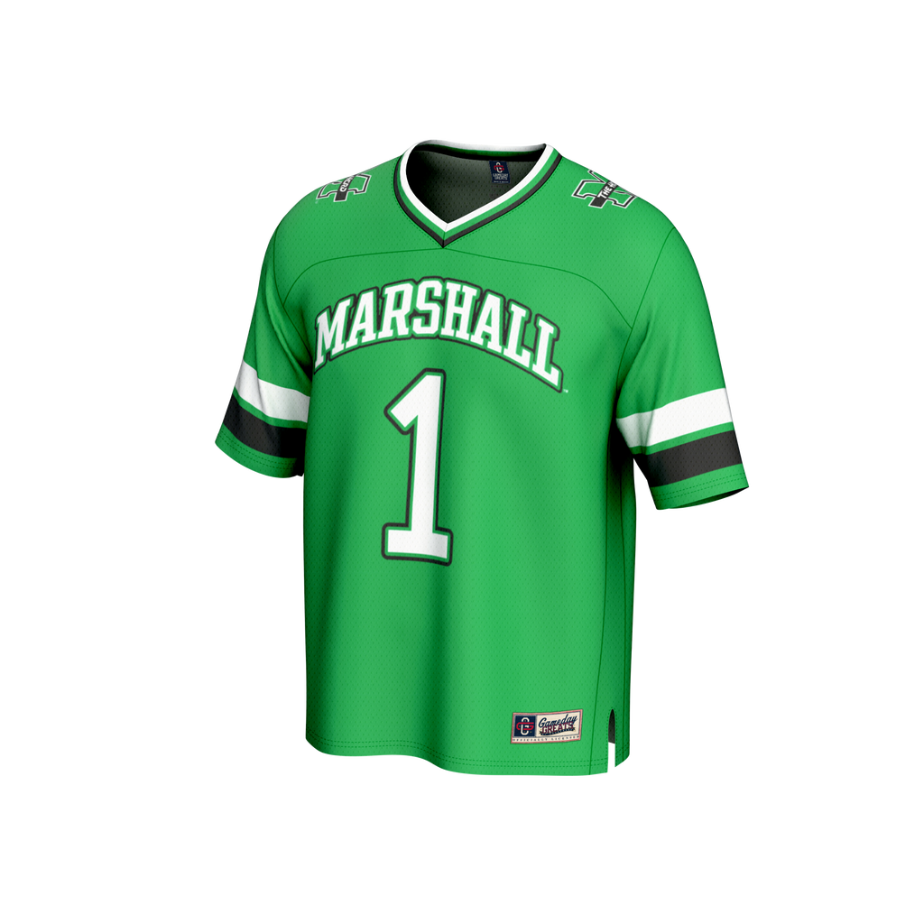 #1 Marshall Thundering Herd Lightweight Collegiate Football Fashion Jersey - Kelly Green product image 3, provided for