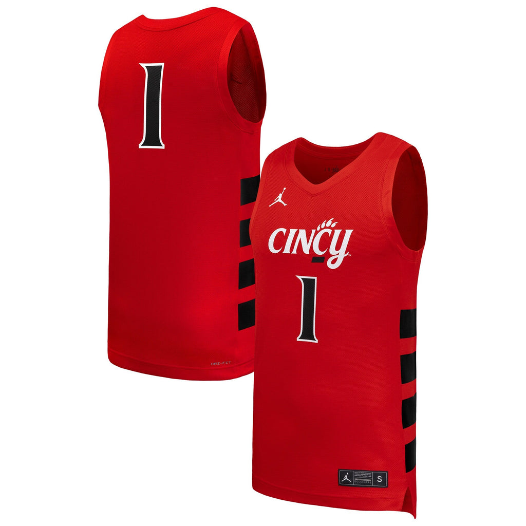 #1 Red Cincinnati Bearcats Replica Basketball Jersey product image 2, provided for visual reference and product detail review
