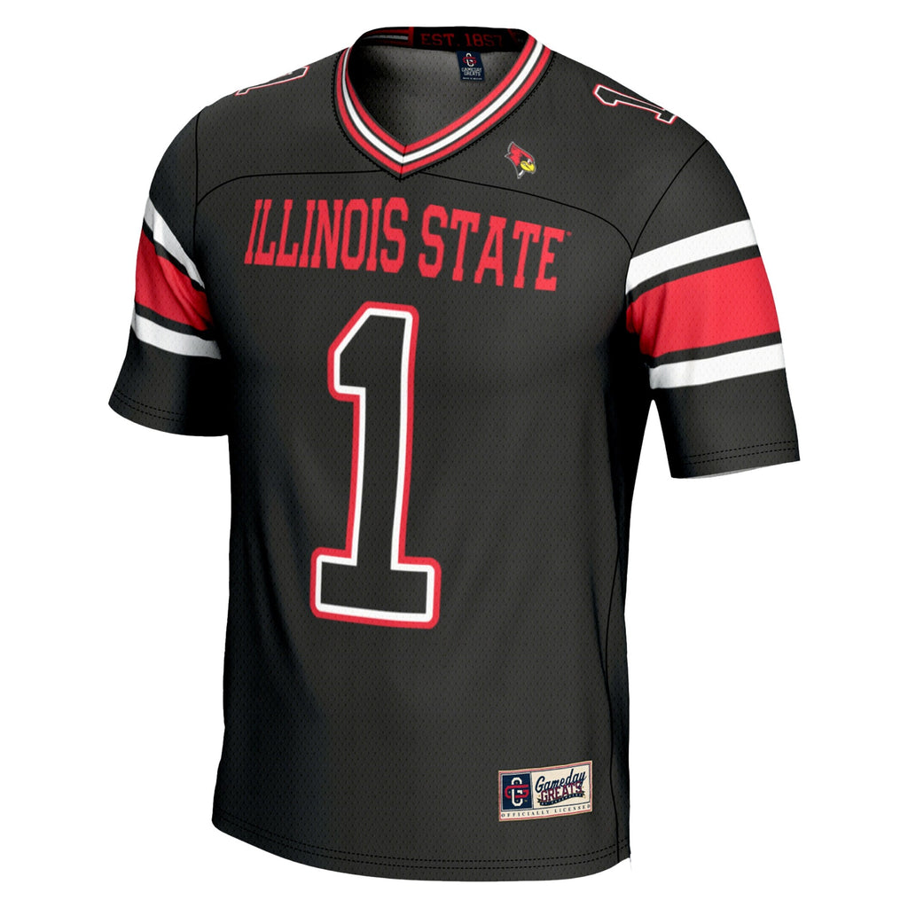 #1 Illinois State Redbirds Endzone Football Jersey - Black product image 3, provided for visual reference and product detail
