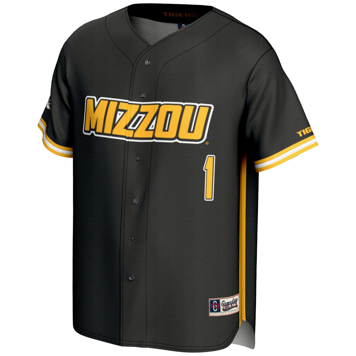 #1 Missouri Tigers Lightweight Baseball Jersey - Black product image 3, provided for visual reference and product detail