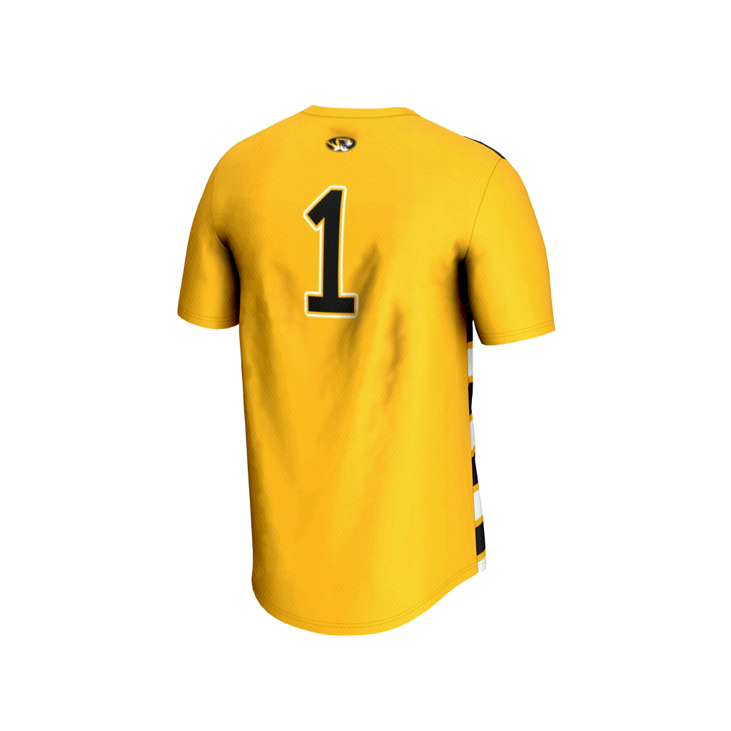 #1 Missouri Tigers Lightweight Soccer Fashion Jersey - Gold product image 4, provided for visual reference and product