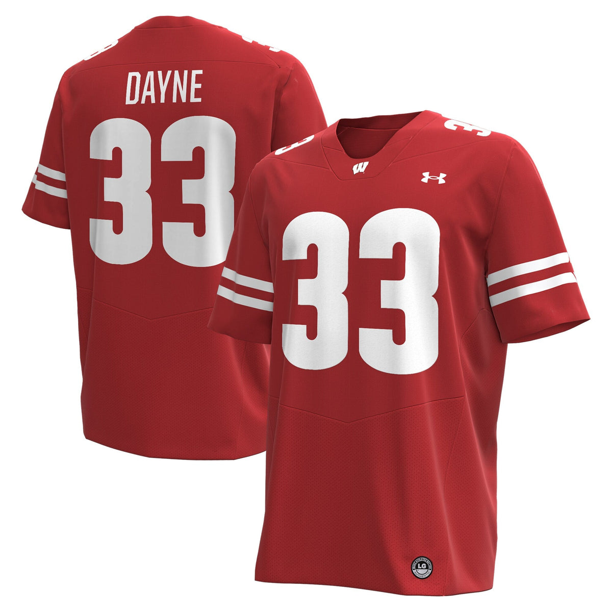 Ron Dayne Wisconsin Badgers NIL Football Replica Player Jersey - Red product image 2, provided for visual reference and