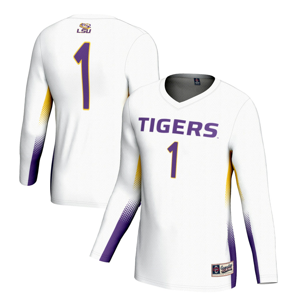 #1 LSU Tigers Lightweight Volleyball Jersey - White product image 2, provided for visual reference and product detail review