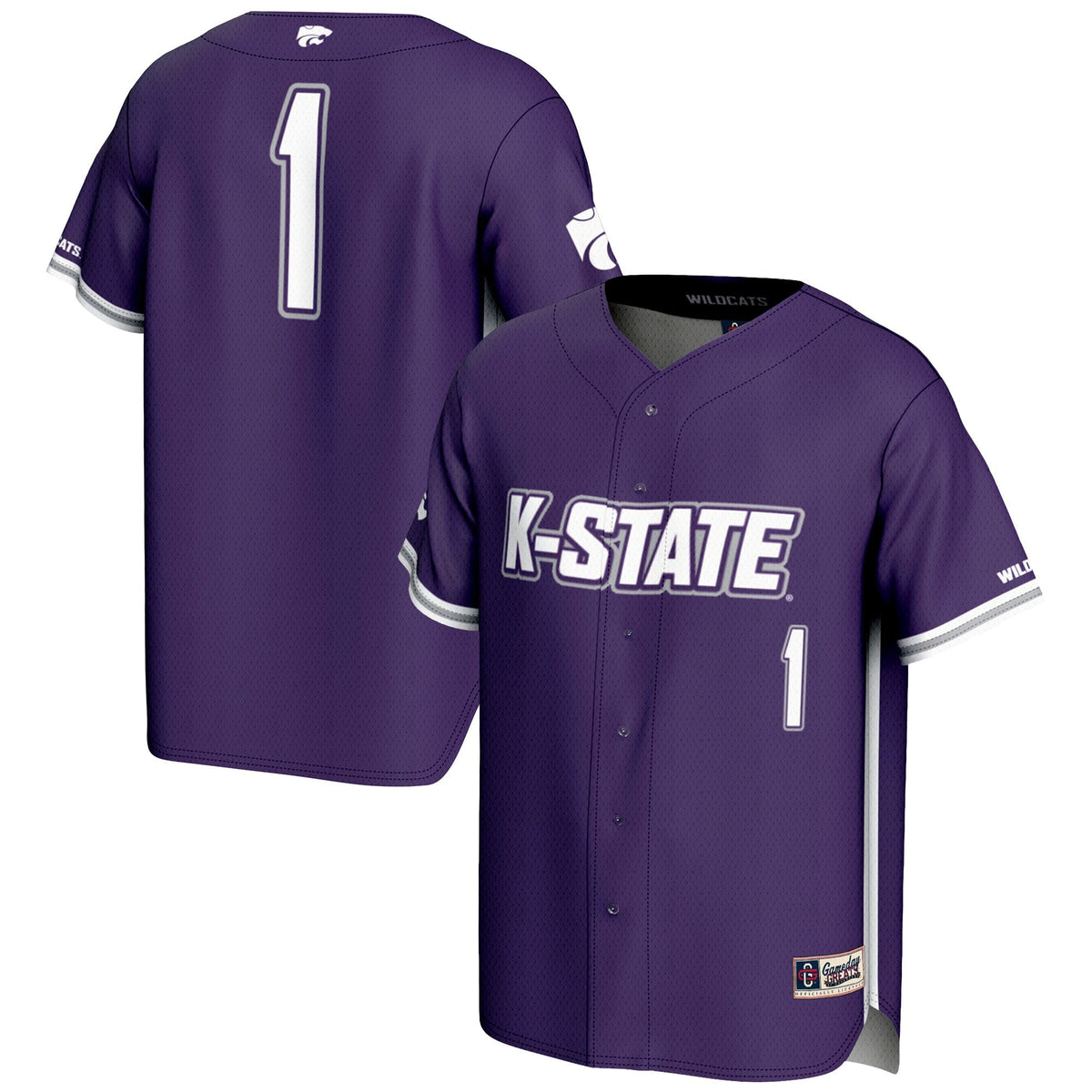 #1 Kansas State Wildcats Lightweight Baseball Jersey - Purple product image 2, provided for visual reference and product