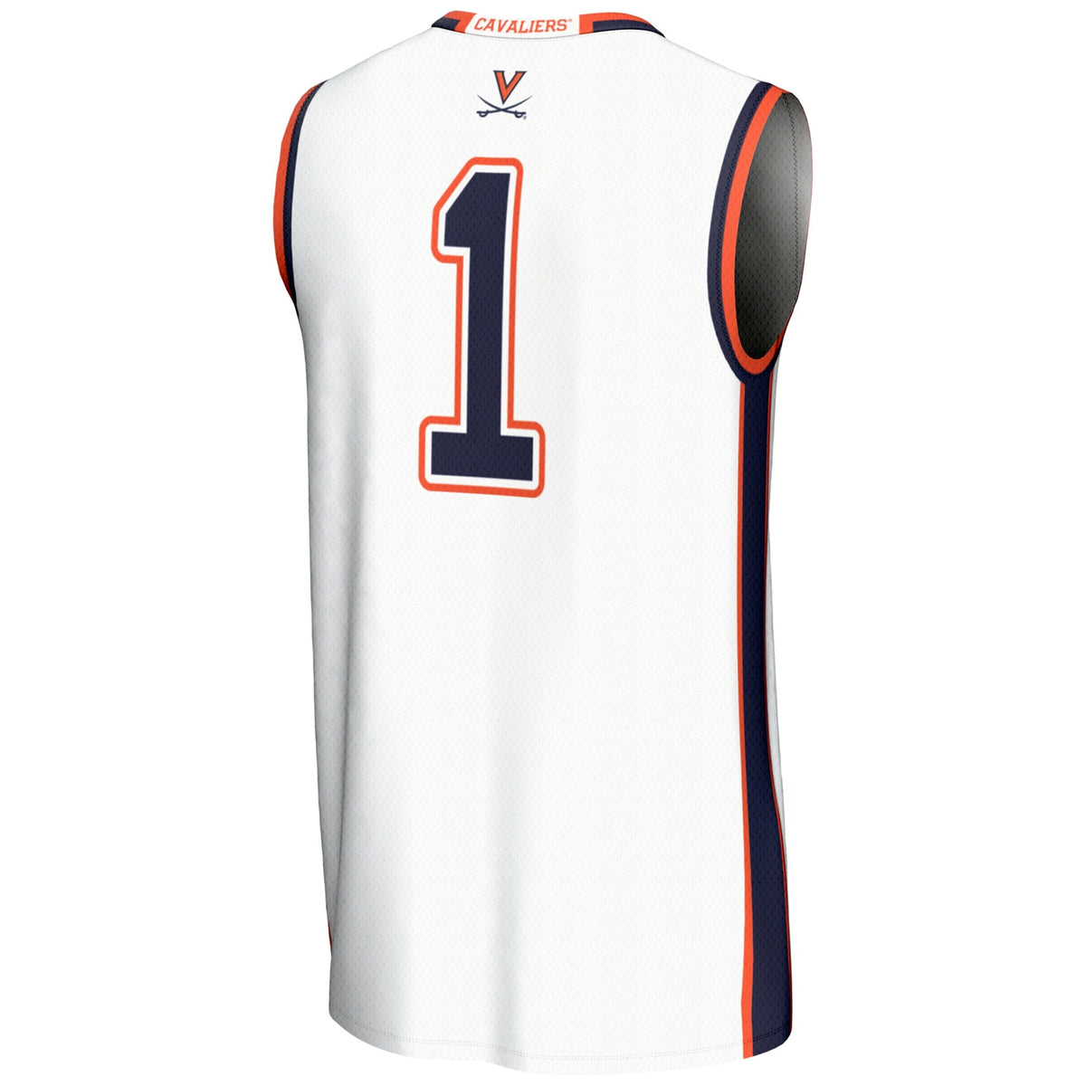 Male #1 White Virginia Cavaliers Lightweight Basketball Jersey product image 4, provided for visual reference and product