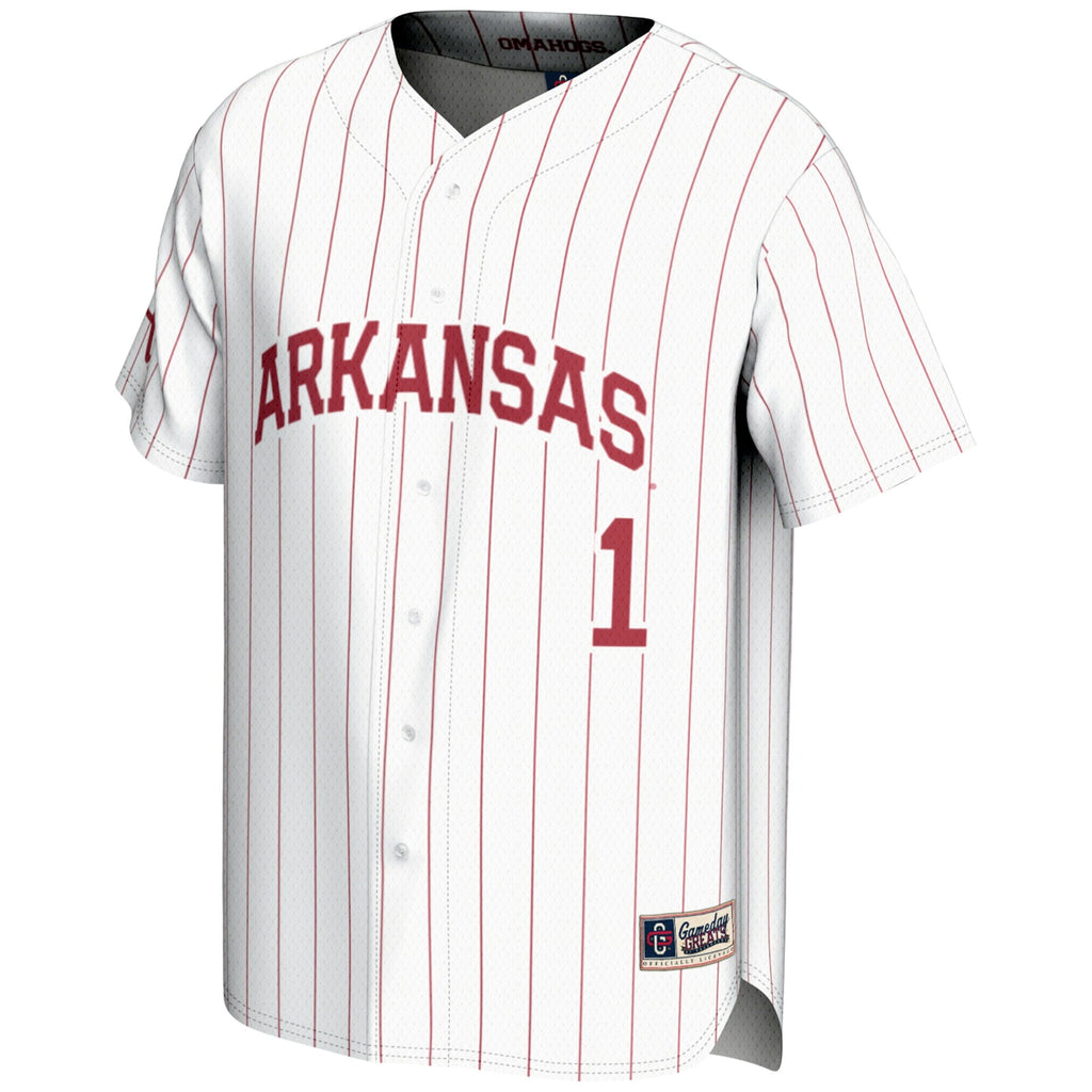 #1 Arkansas Razorbacks Lightweight Baseball Jersey - White product image 3, provided for visual reference and product detail