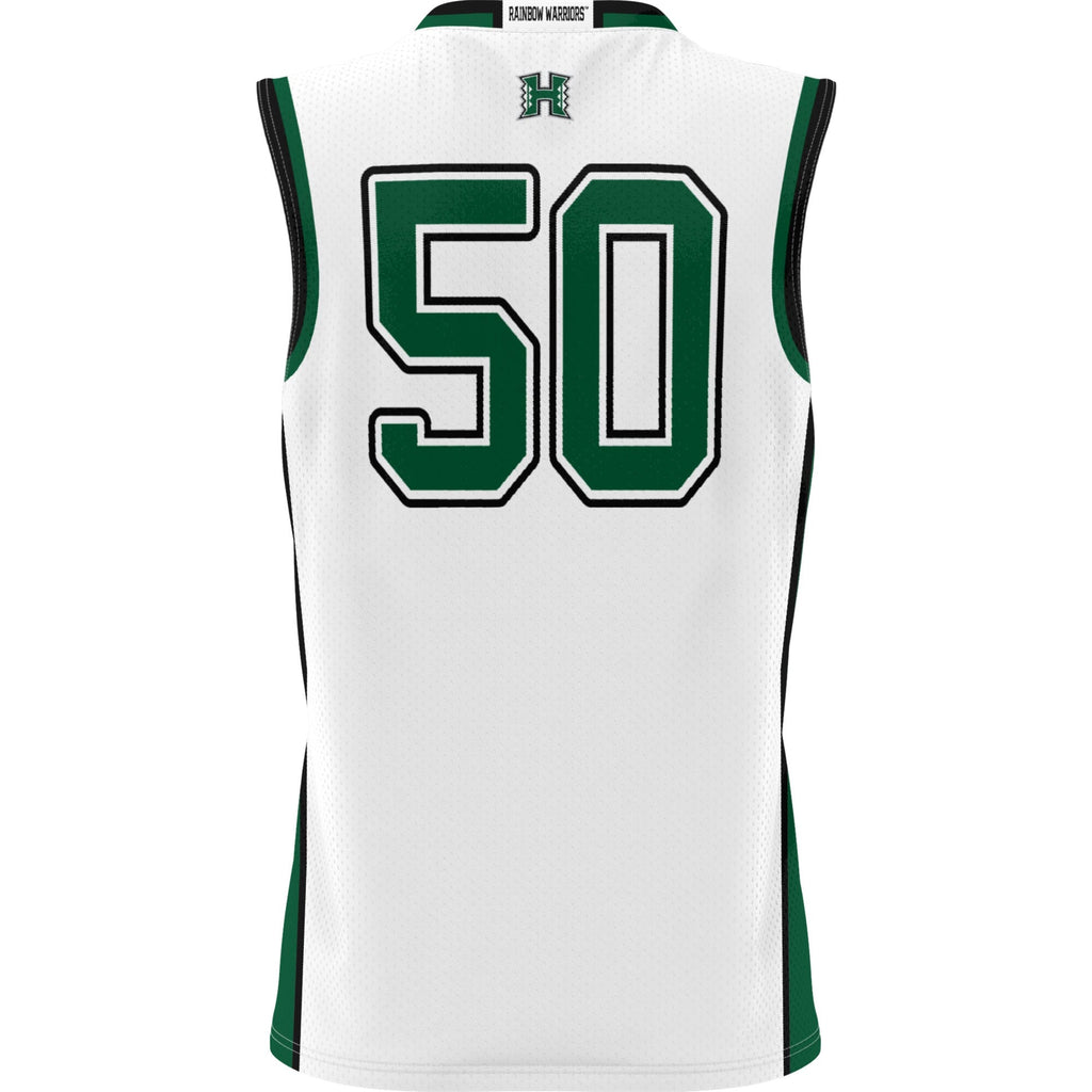 #50 Hawaii Rainbow Warriors Lightweight Basketball Jersey - White product image 4, provided for visual reference and product