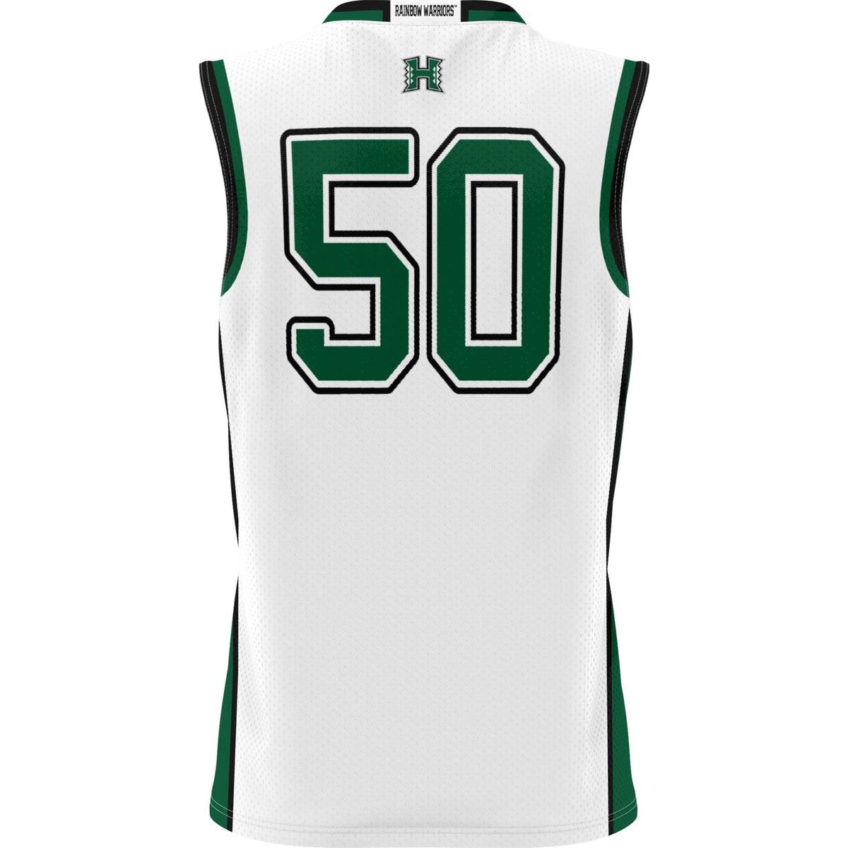 #50 Hawaii Rainbow Warriors Lightweight Basketball Jersey - White product image 4, provided for visual reference and product