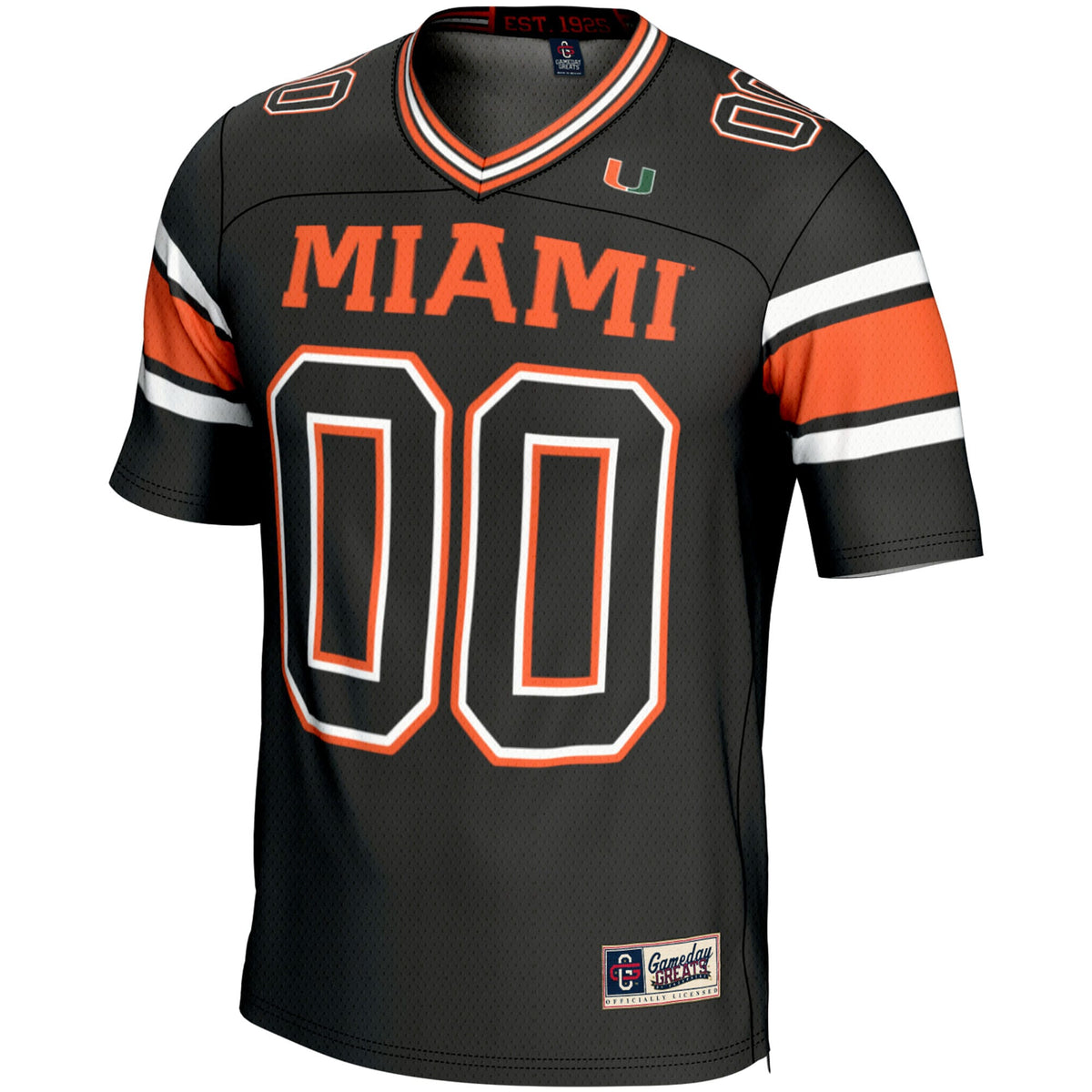 Miami Hurricanes NIL Pick-A-Player Football Jersey - Black product image 3, provided for visual reference and product detail