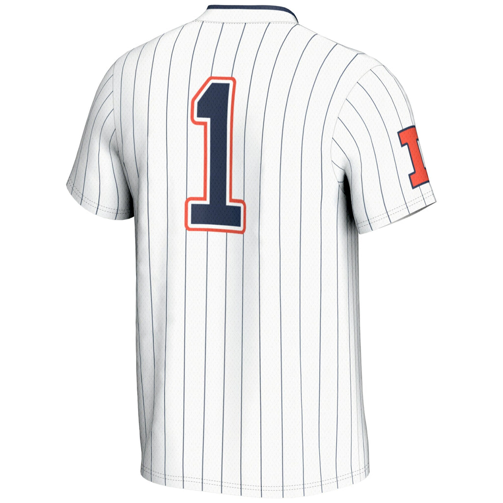 #1 Illinois Fighting Illini Lightweight Softball Jersey - White product image 4, provided for visual reference and product