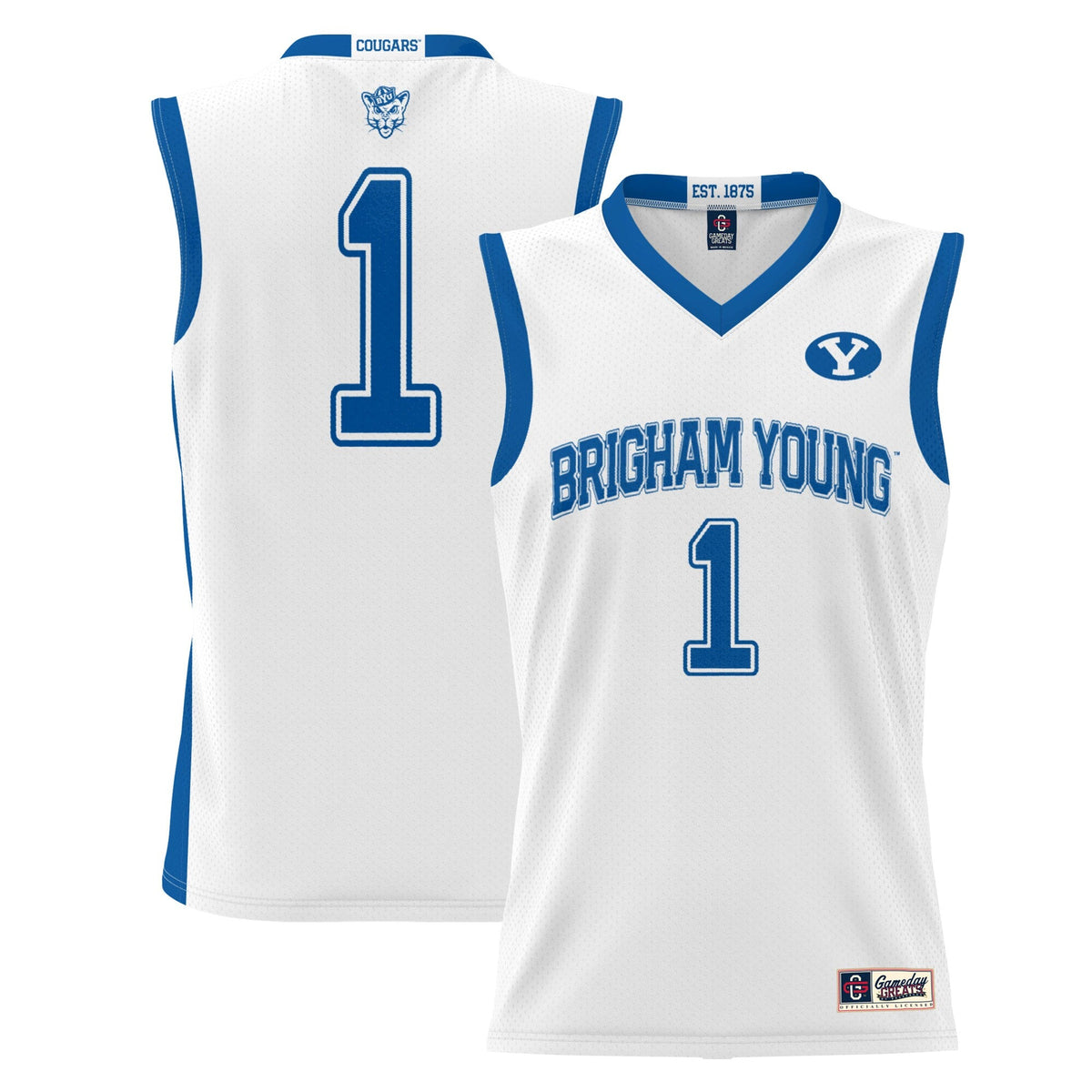 #1 BYU Cougars Lightweight Basketball Jersey - White product image 1, provided for visual reference and product detail review