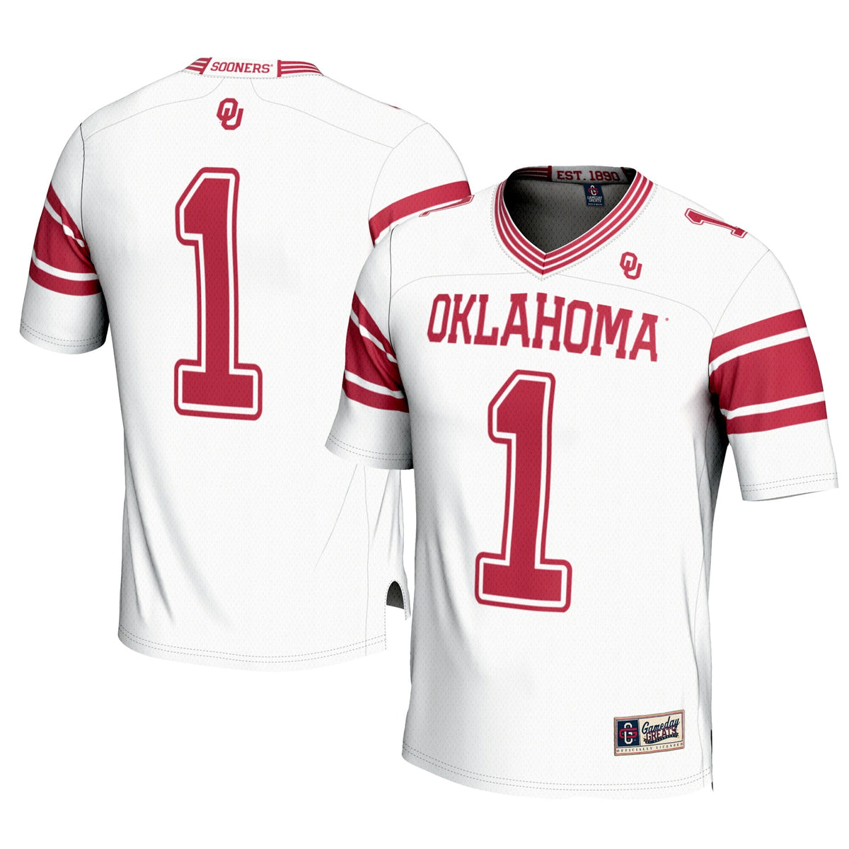 #1 Oklahoma Sooners Football Jersey - White product image 1, provided for visual reference and product detail review