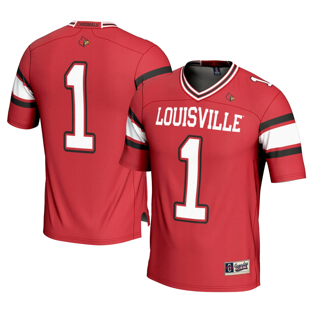 #1 Louisville Cardinals Football Jersey - Cardinal product image 1, provided for visual reference and product detail review