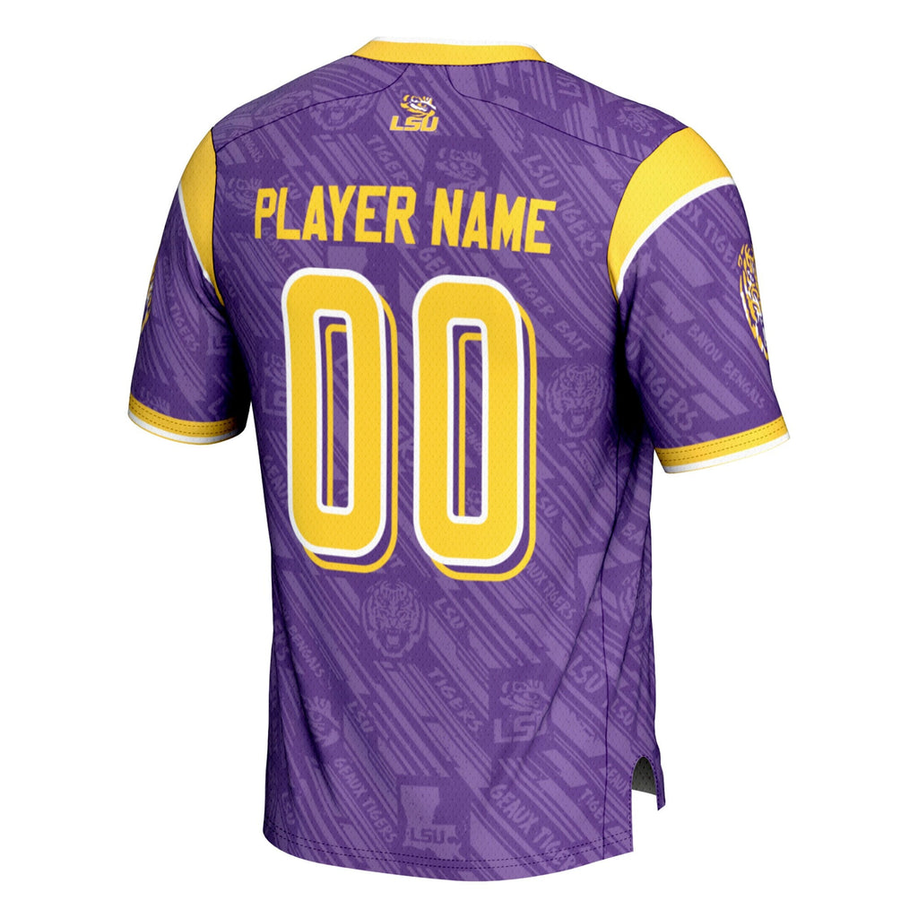 LSU Tigers Highlight Print NIL Pick-A-Player Football Jersey - Purple product image 4, provided for visual reference and