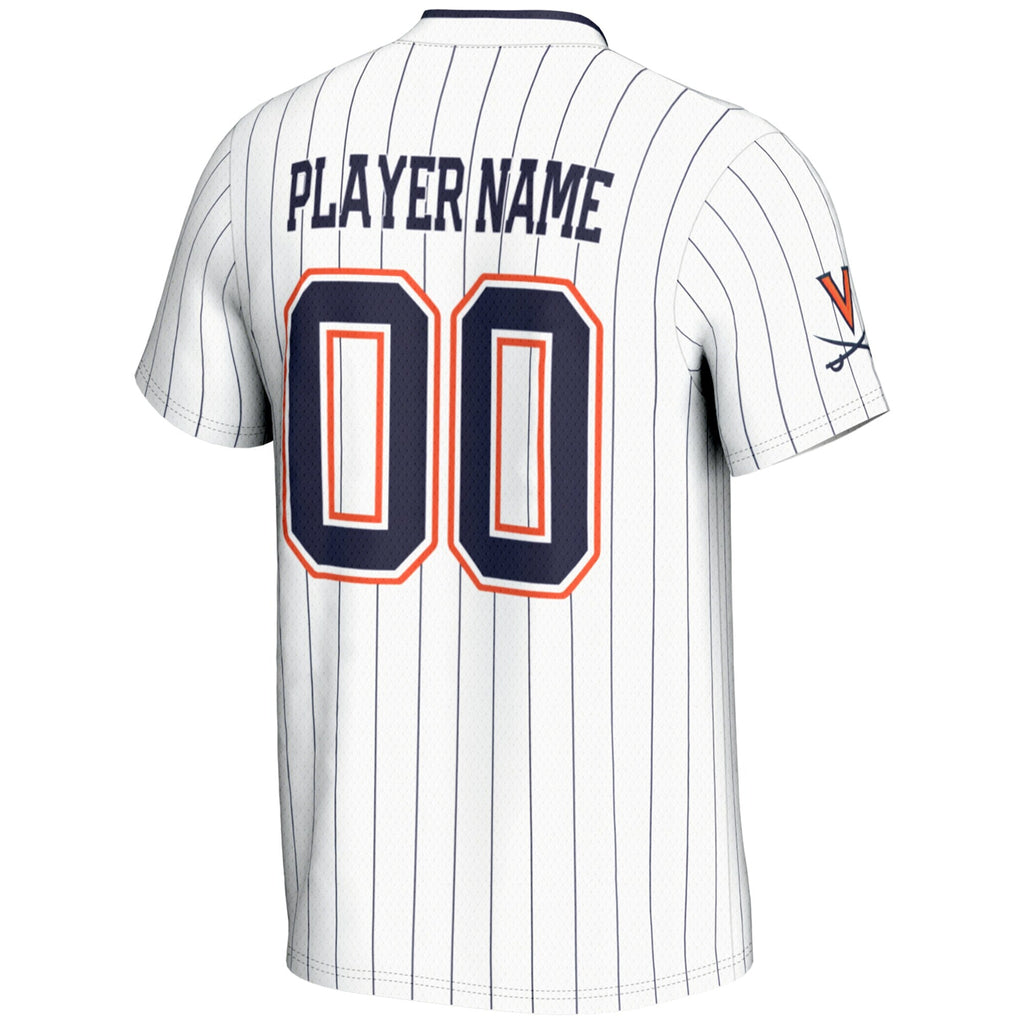 Virginia Cavaliers NIL Pick-A-Player Lightweight Softball Jersey - White product image 4, provided for visual reference and