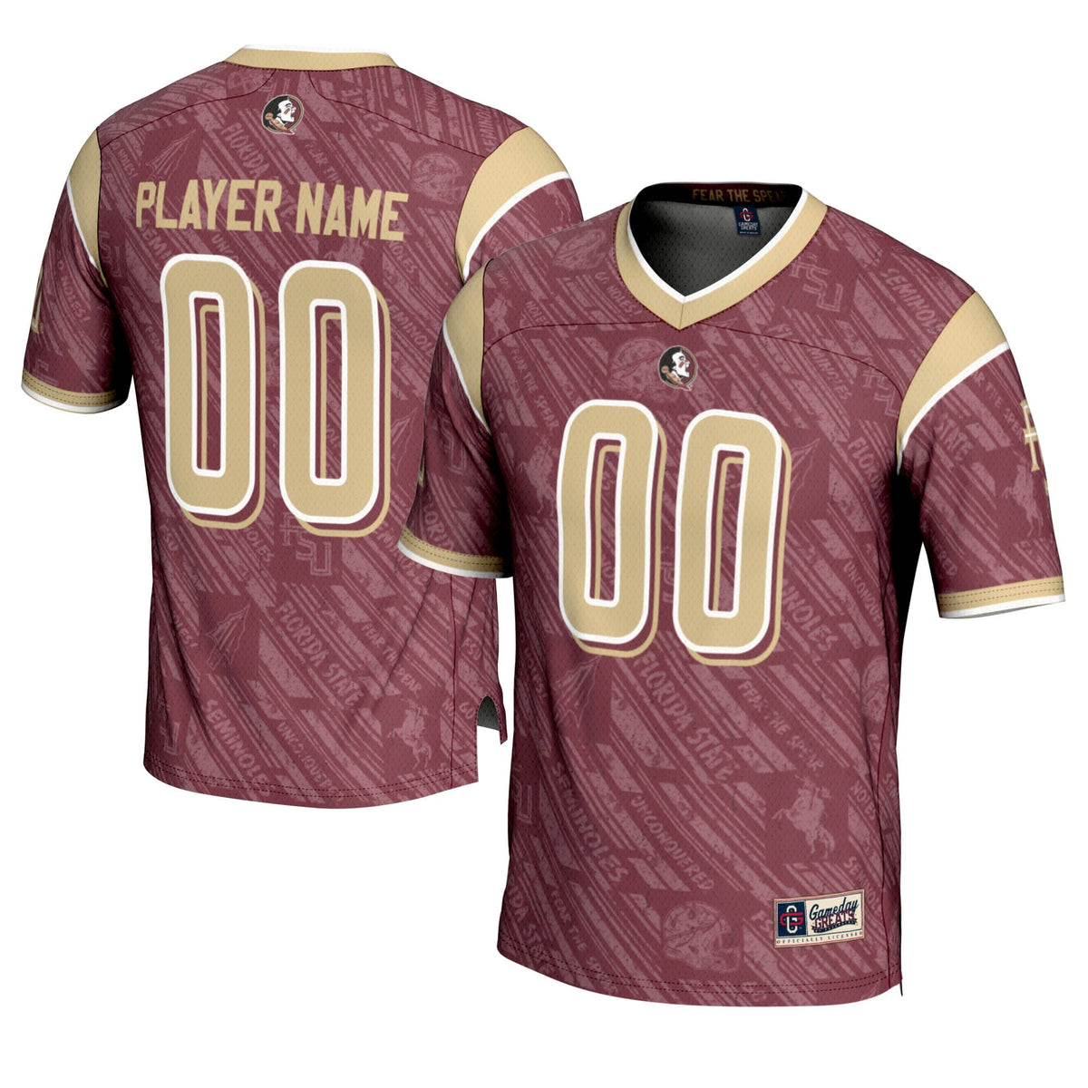 Florida State Seminoles Highlight Print NIL Pick-A-Player Football Jersey - Garnet product image 2, provided for visual