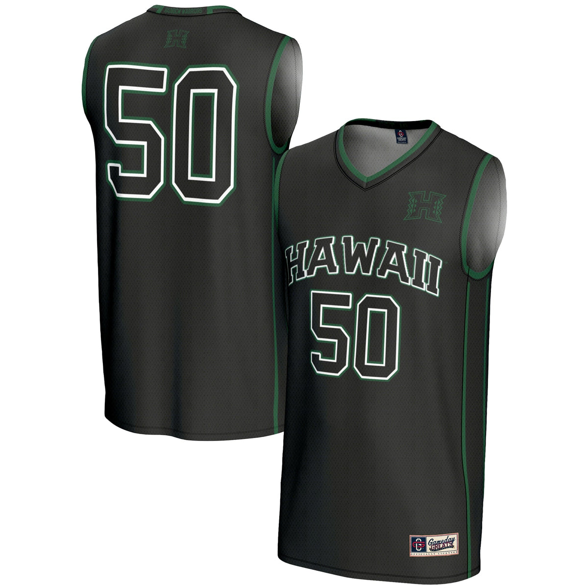 #50 Hawaii Rainbow Warriors Lightweight Basketball Jersey - Black product image 2, provided for visual reference and product