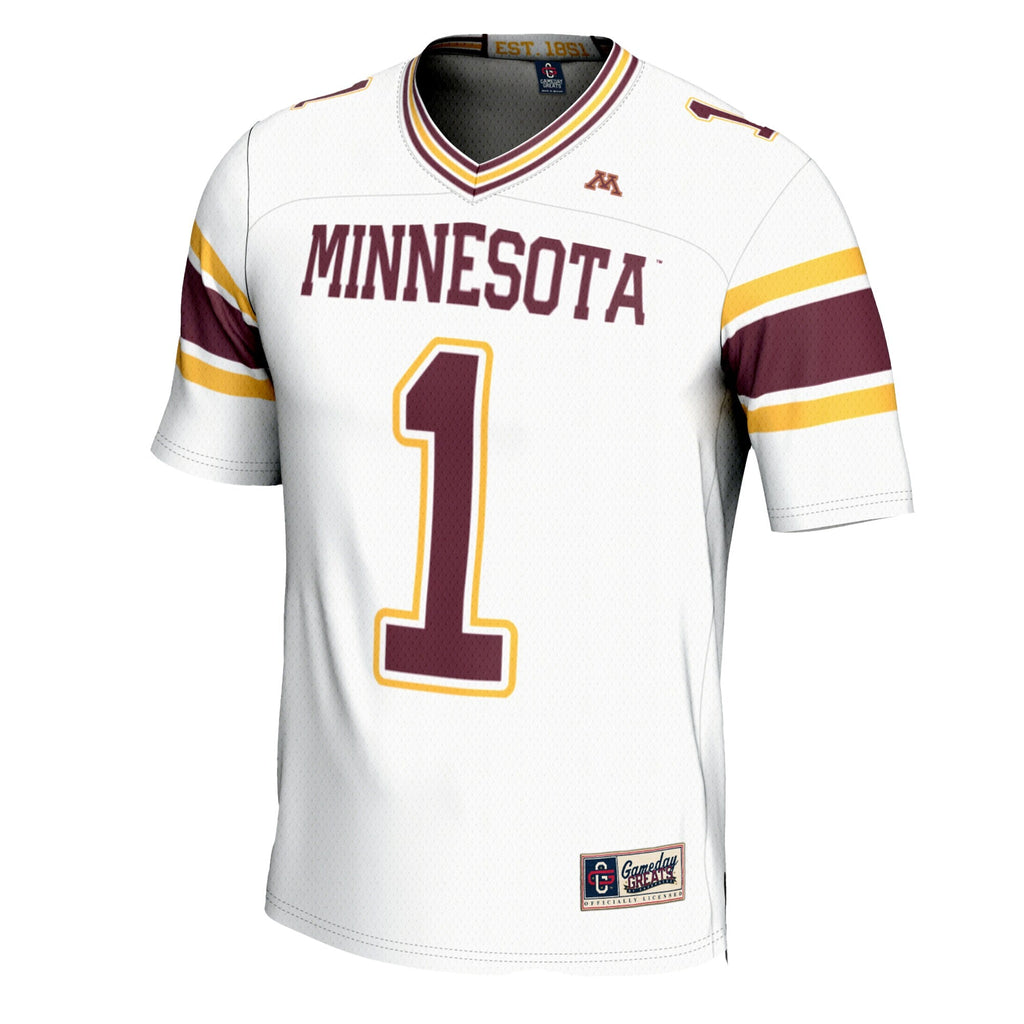 #1 Minnesota Golden Gophers Football Jersey - White product image 3, provided for visual reference and product detail review