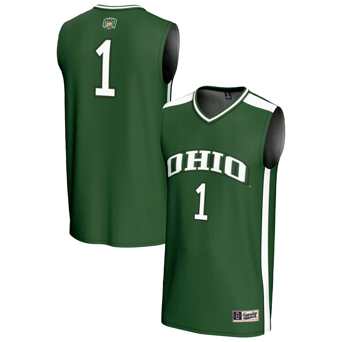 #1 Ohio Bobcats Lightweight Collegiate Basketball Fashion Jersey - Green product image 1, provided for visual reference and
