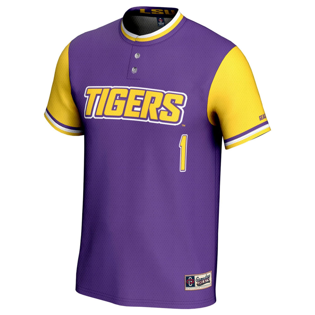 #1 LSU Tigers Lightweight Softball Jersey - Purple product image 3, provided for visual reference and product detail review