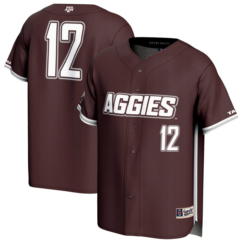 Texas A&M Aggies Lightweight Baseball Jersey - Maroon product image 1, provided for visual reference and product detail