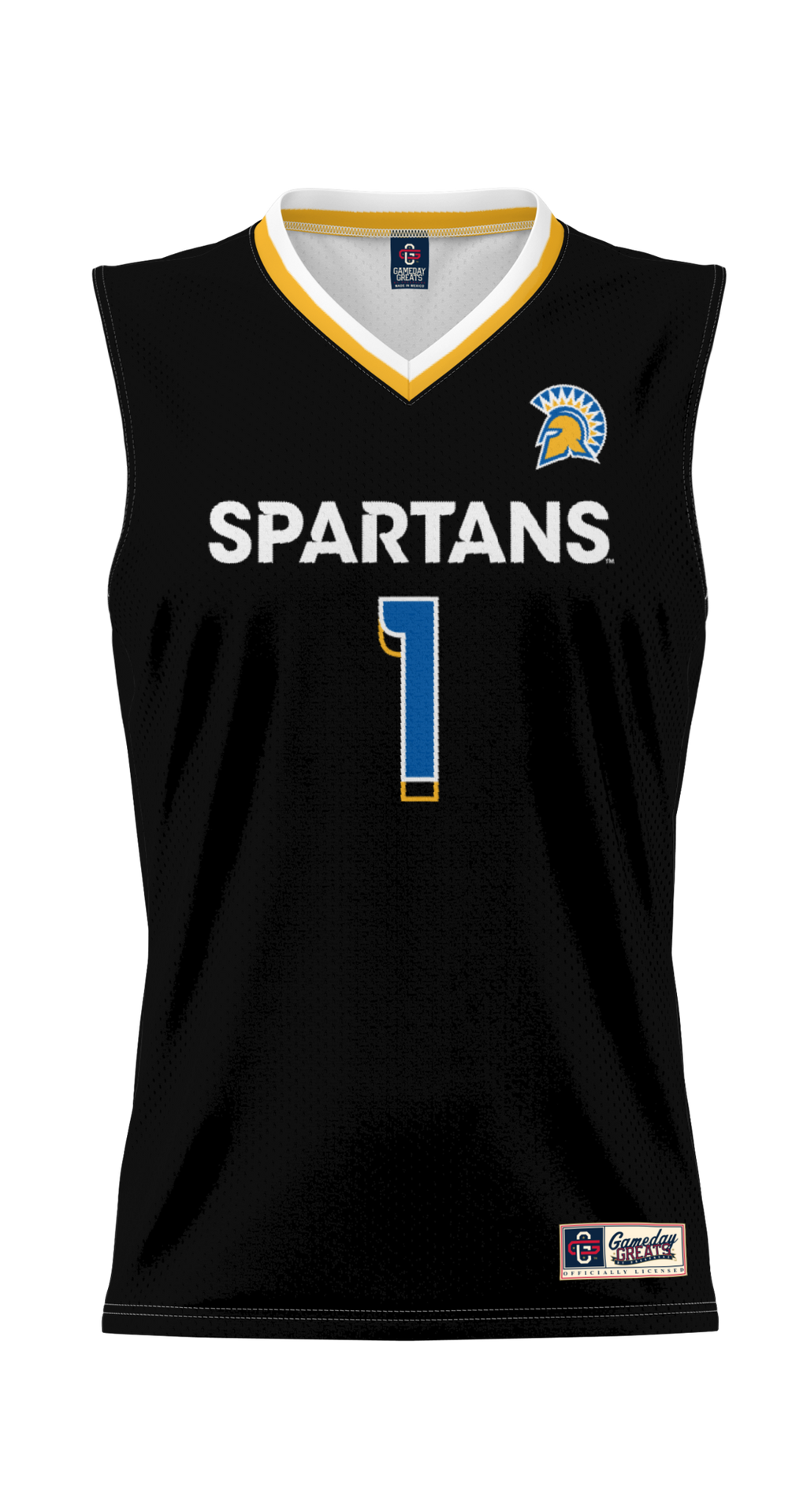 #1 San Jose State Spartans Lightweight Basketball Jersey - Black product image 3, provided for visual reference and product