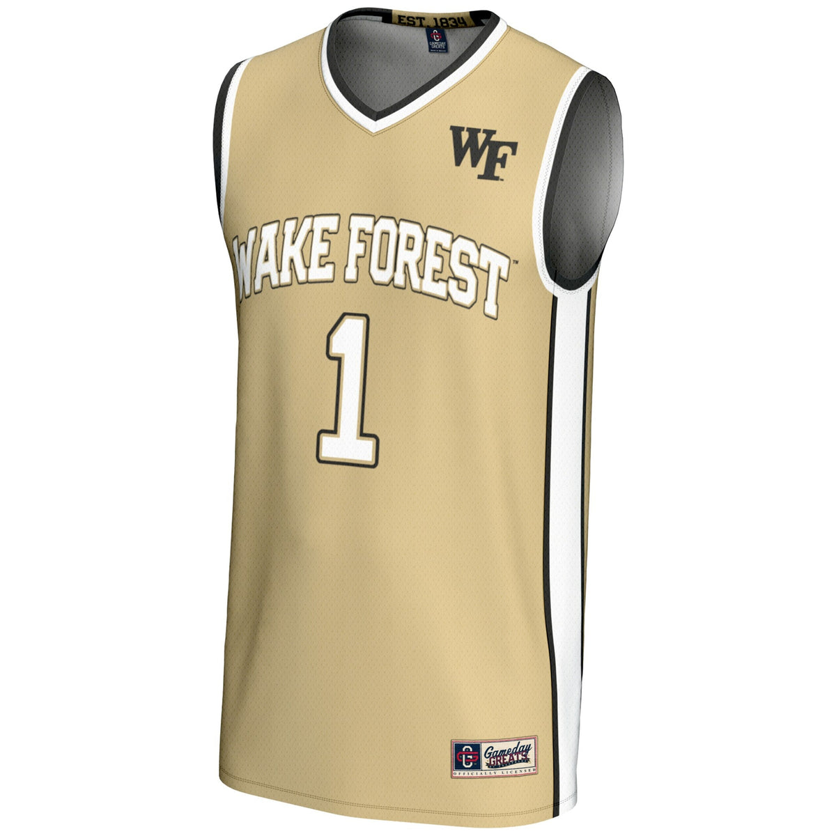#1 Wake Forest Demon Deacons Lightweight Basketball Jersey - Gold product image 3, provided for visual reference and product