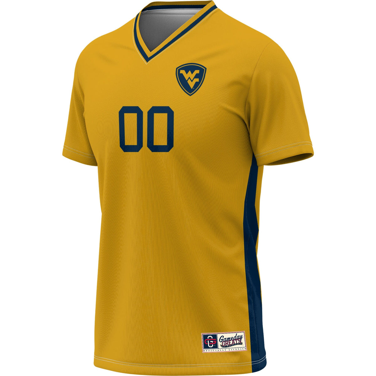 West Virginia Mountaineers Pick-A-Player NIL Lightweight Soccer Jersey - Gold product image 3, provided for visual reference