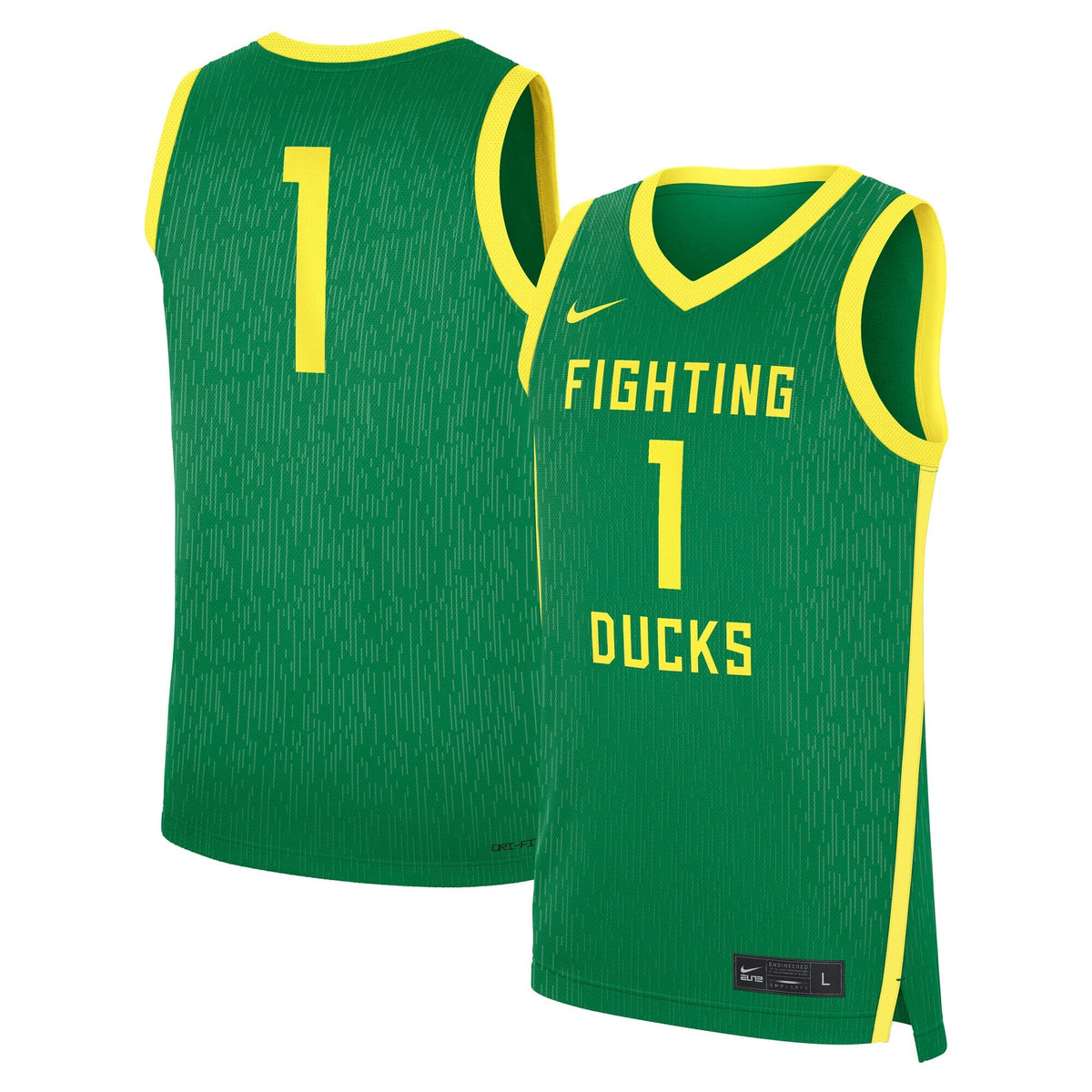 Green Oregon Ducks Road Replica Basketball Jersey product image 1, provided for visual reference and product detail review