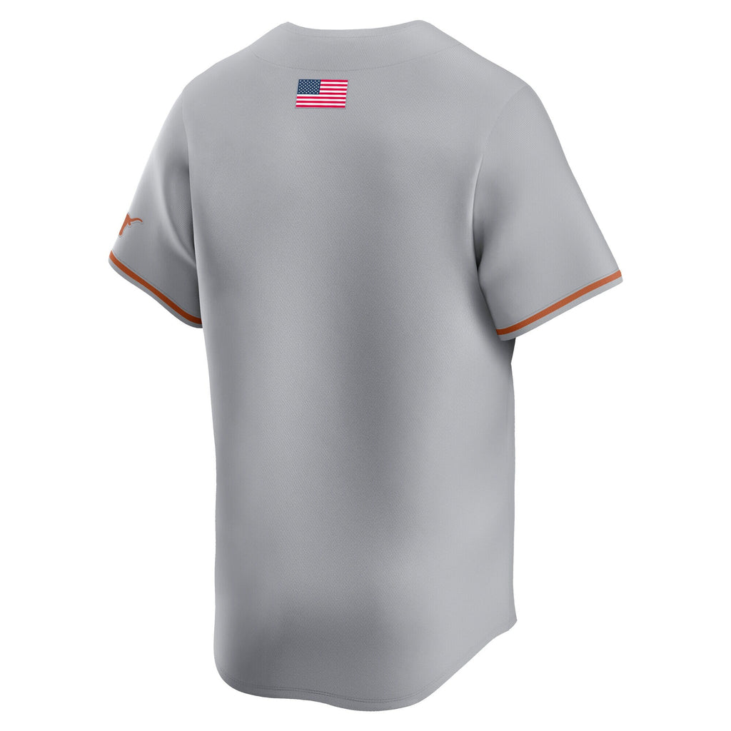 Gray Texas Longhorns Alternate Limited Baseball Jersey product image 4, provided for visual reference and product detail