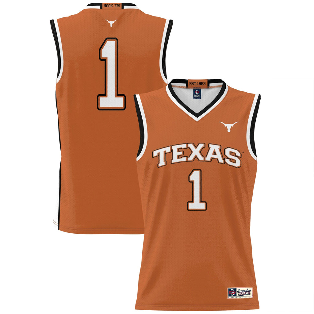 #1 Texas Longhorns Lightweight Collegiate Basketball Jersey - Texas Orange product image 1, provided for visual reference
