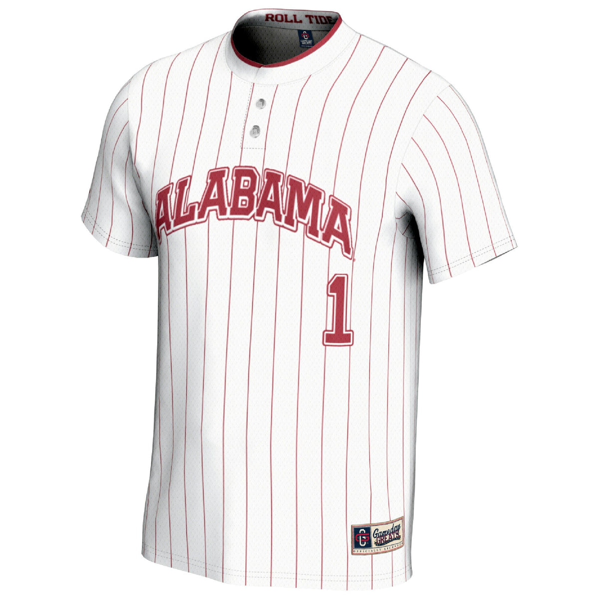 #1 Alabama Crimson Tide Lightweight Softball Fashion Jersey - White product image 3, provided for visual reference and