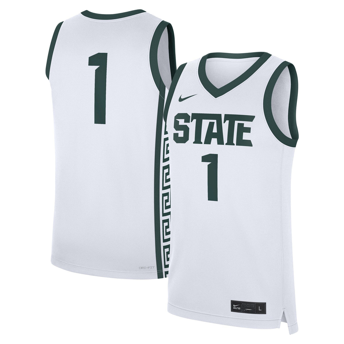 #1 Michigan State Spartans Home Replica Jersey - White product image 2, provided for visual reference and product detail
