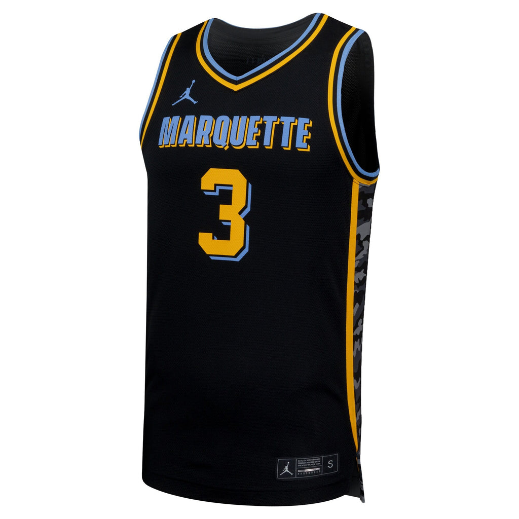 #3 Black Marquette Golden Eagles Replica Basketball Jersey product image 3, provided for visual reference and product detail