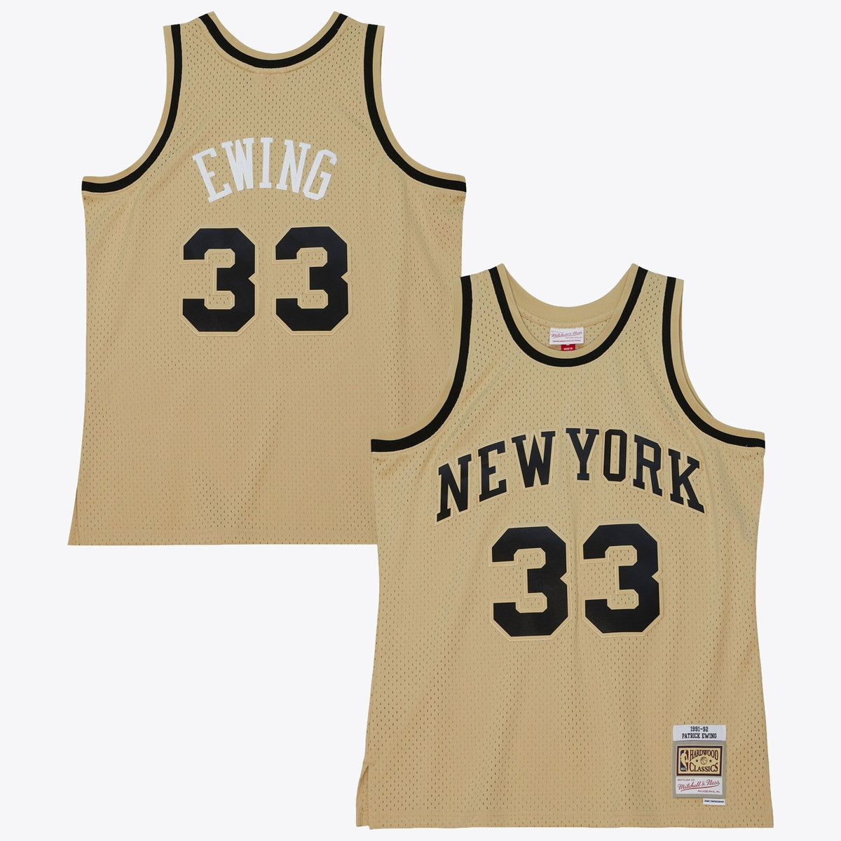 New York Knicks Patrick Ewing 1991 Swingman Jersey - Khaki product image 1, provided for visual reference and product detail