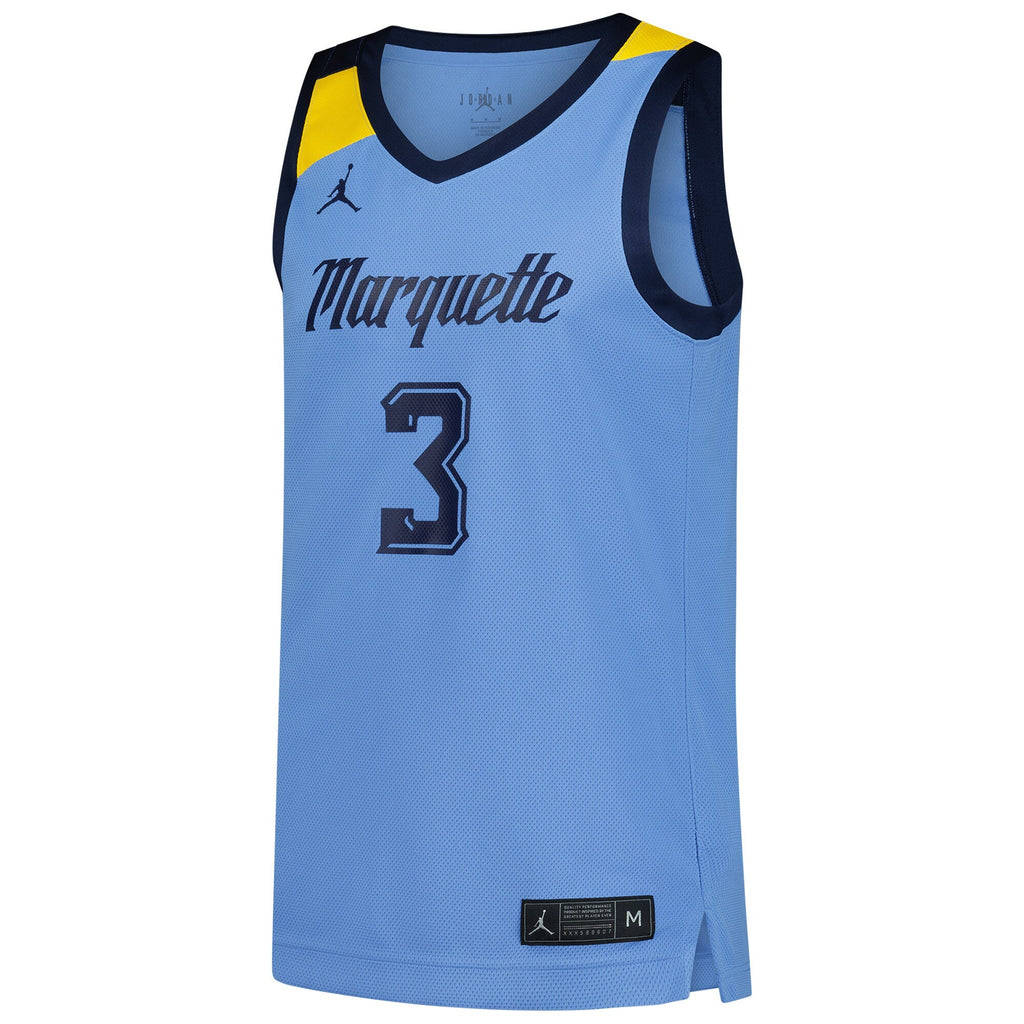 #3 Marquette Golden Eagles Replica Basketball Jersey - Blue product image 3, provided for visual reference and product
