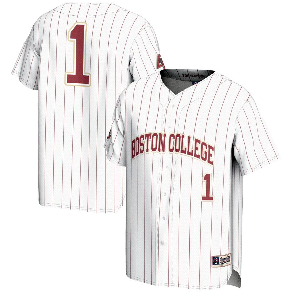 #1 Boston College Eagles Lightweight Baseball Fashion Jersey - White product image 2, provided for visual reference and