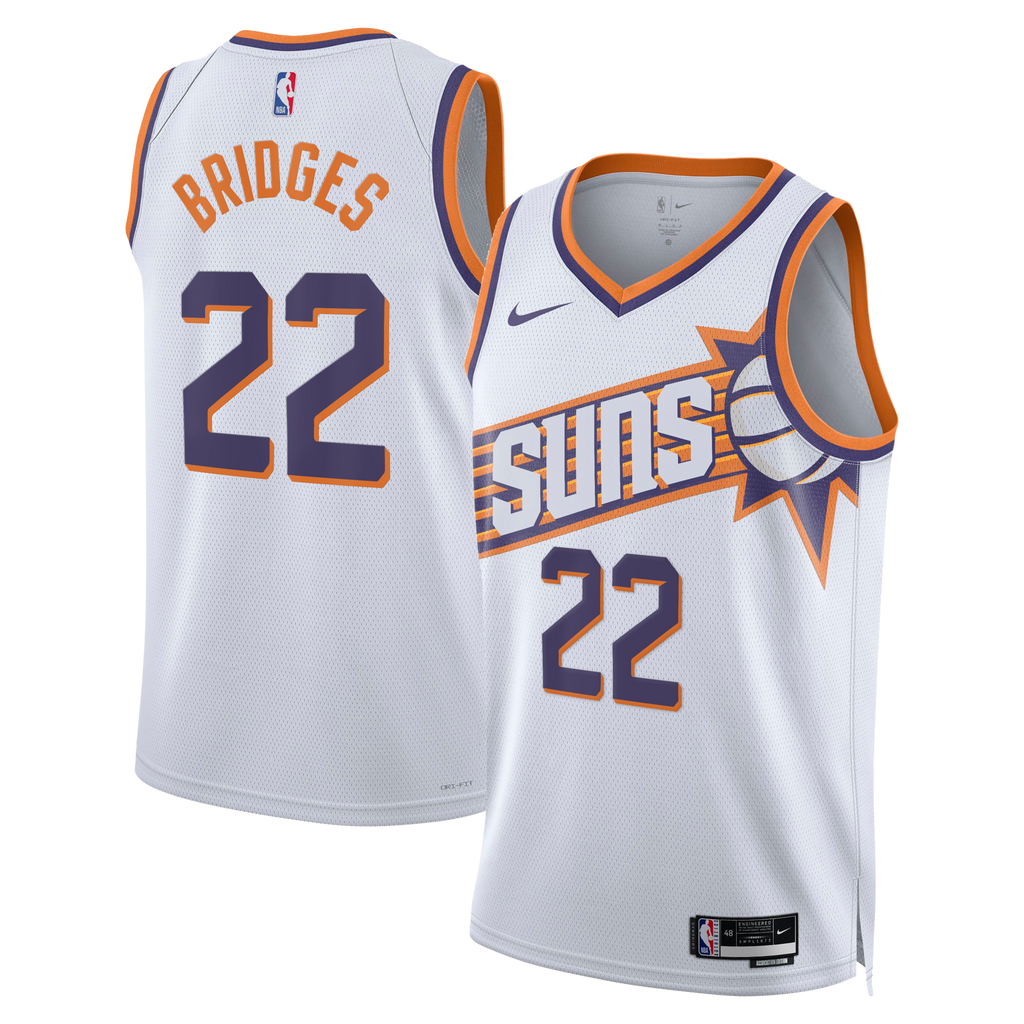 Phoenix Suns Association Edition Swingman Jersey - White - Miles Bridges product image 2, provided for visual reference and