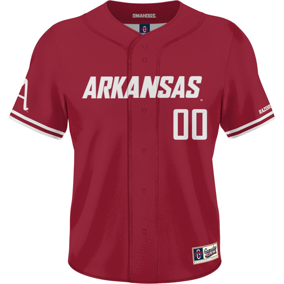 Arkansas Razorbacks NIL Pick-A-Player Lightweight Baseball Jersey - Cardinal product image 3, provided for visual reference