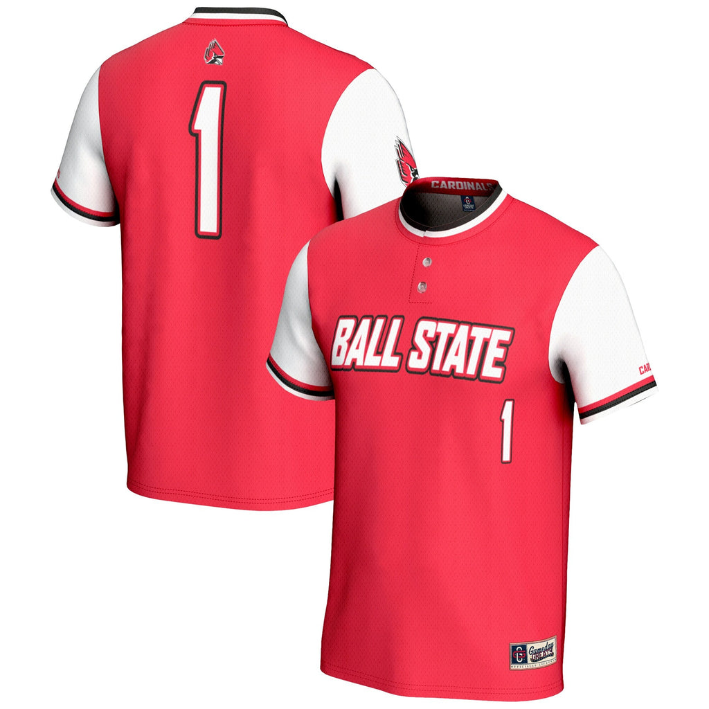 #1 Ball State Cardinals Lightweight Softball Jersey - Cardinal product image 1, provided for visual reference and product