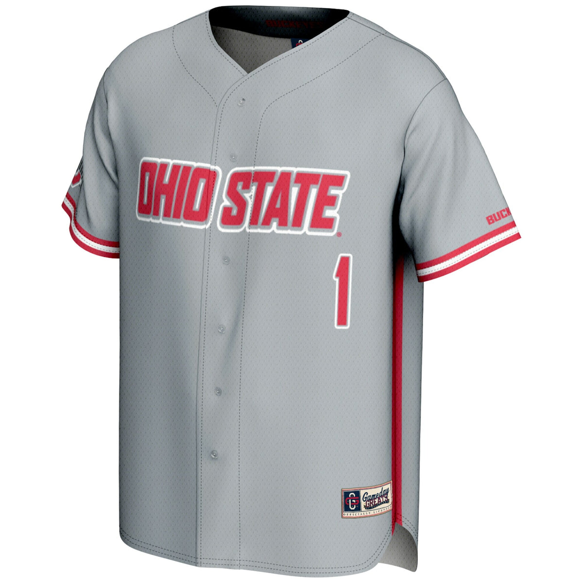 #1 Ohio State Buckeyes Lightweight Baseball Jersey - Gray product image 3, provided for visual reference and product detail