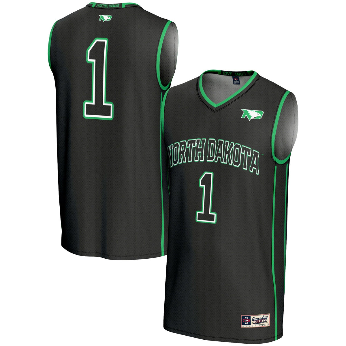 #1 North Dakota Lightweight Basketball Fashion Jersey - Black product image 2, provided for visual reference and product