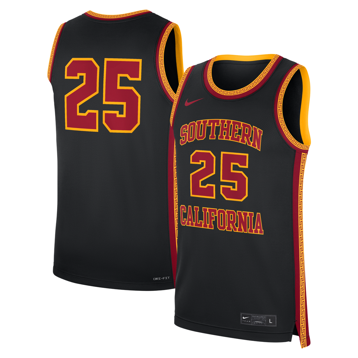 #25 Black USC Trojans Alternate Replica Basketball Jersey product image 2, provided for visual reference and product detail