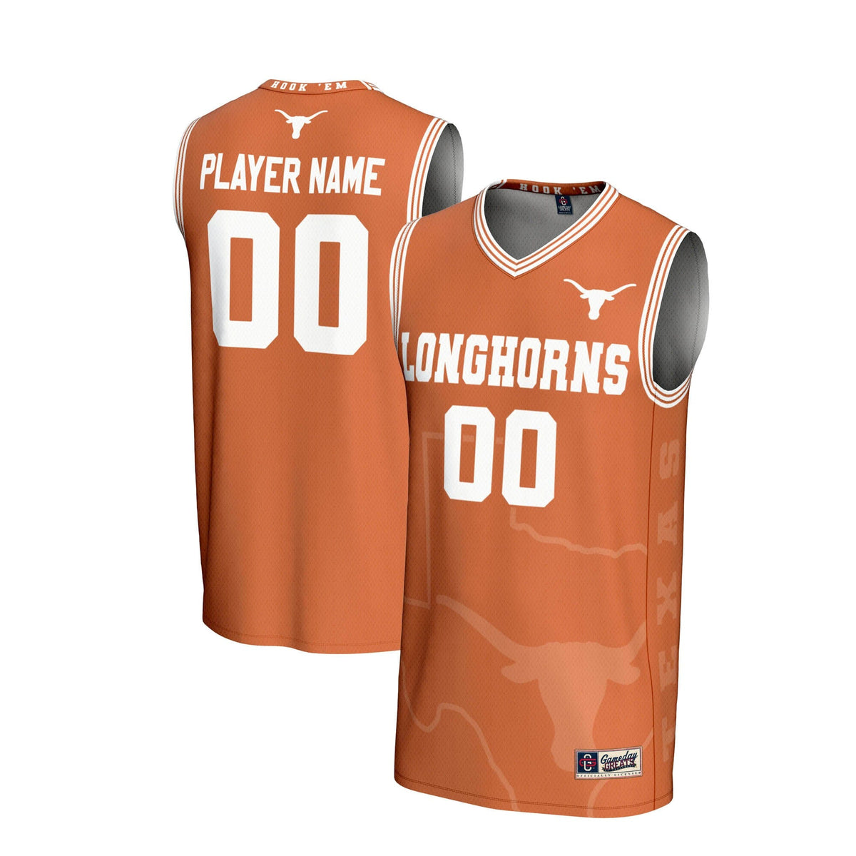 Texas Longhorns NIL Pick-A-Player Basketball Icon Print Lightweight Jersey - Texas Orange product image 2, provided for