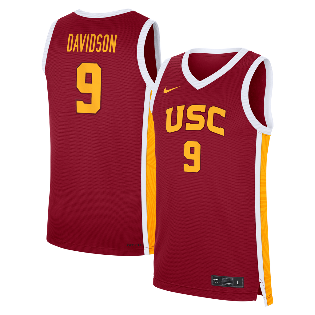 Jazzy Davidson Cardinal USC Trojans Road Replica Basketball Jersey product image 1, provided for visual reference and
