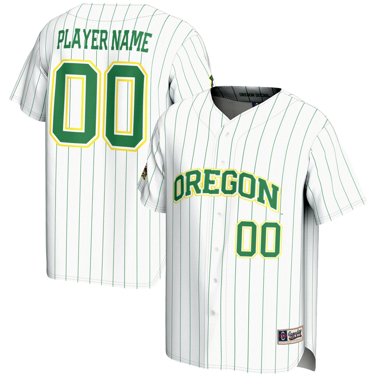 Oregon Ducks NIL Pick-A-Player Lightweight Baseball Jersey - White product image 1, provided for visual reference and