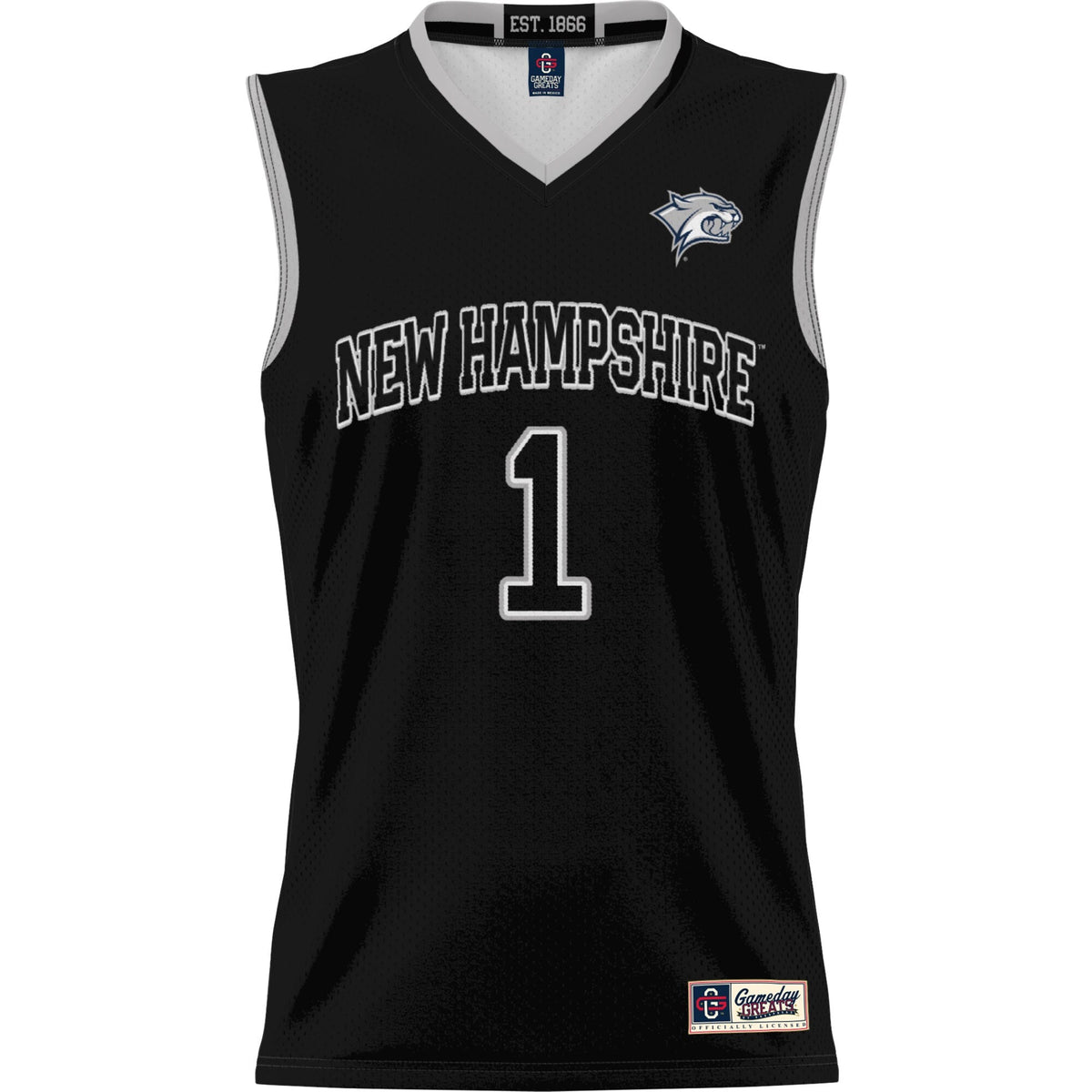 #1 New Hampshire Wildcats Lightweight Basketball Jersey - Black product image 3, provided for visual reference and product
